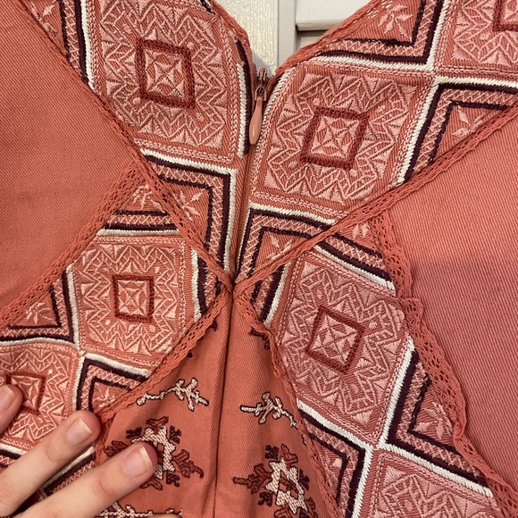 Anthropologie Love Sam Embroidered Monterey Dress - Natural Pink Rose - Picture 11 of 12